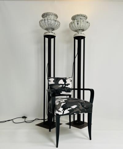 Pair of Tall Cast Iron Vase Floor Lamps