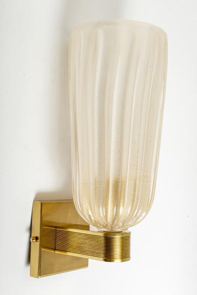 Pair of Tall Murano Blown Gold Round Wall Lights Contemporary 2 Sets Available