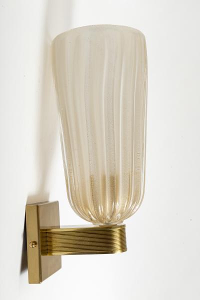 Pair of Tall Murano Blown Gold Round Wall Lights Contemporary 2 Sets Available