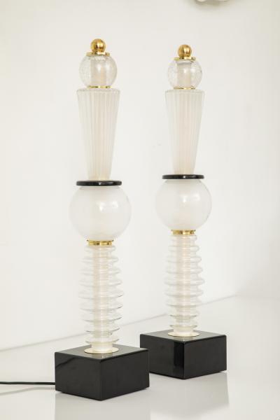 Pair of Tall Murano Glass Table Lamps