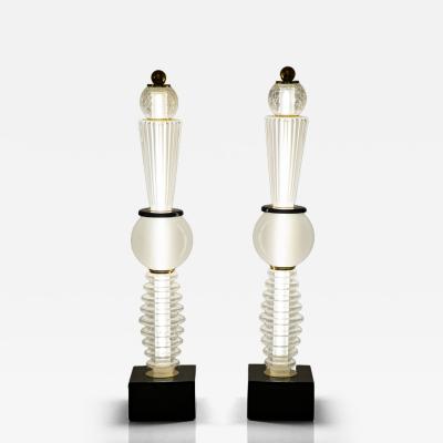Pair of Tall Murano Glass Table Lamps