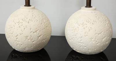 Pair of Textured Custom Circular Plaster Lamps