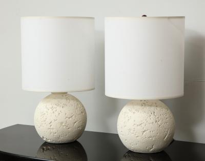 Pair of Textured Custom Circular Plaster Lamps