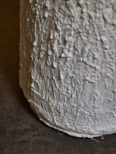 Pair of Textured Plaster Cylindrical Floor Lamps