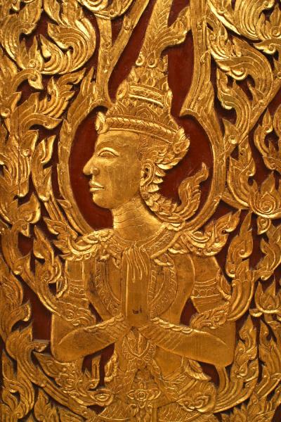 Pair of Thai Painted and Carved Door Panels