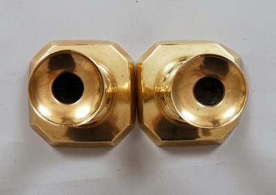 Pair of The Queen of Diamonds Brass Candlesticks