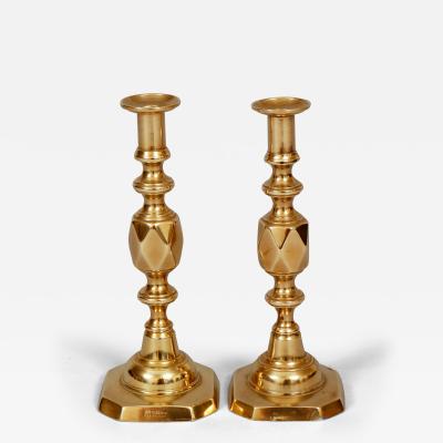 Pair of The Queen of Diamonds Brass Candlesticks