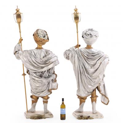 Pair of Theatrical Papier M ch Figural Lamp Bearers Continental late 20th C 