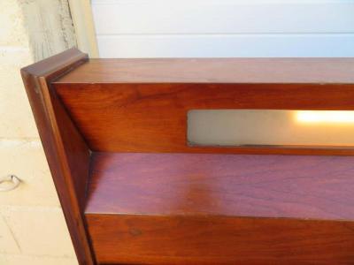 Pair of Three Dimensional Walnut Brass Nightstands Headboard