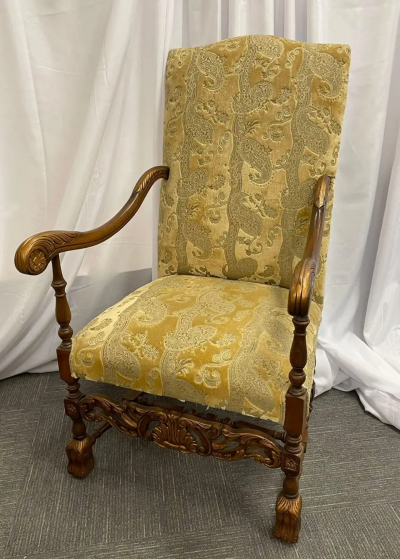 Pair of Throne Chairs Fauteuils in Louis XIV Fashion Fine Upholstery