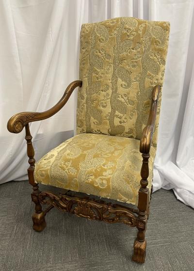 Pair of Throne Chairs Fauteuils in Louis XIV Fashion Fine Upholstery