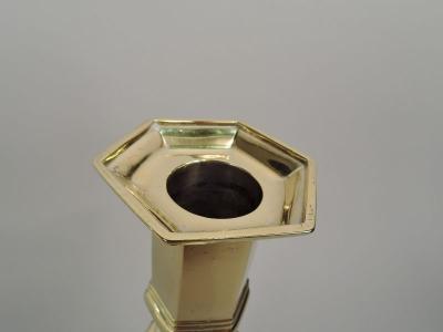 Pair of Tiffany Edwardian Georgian Gilt Sterling Silver Candlesticks