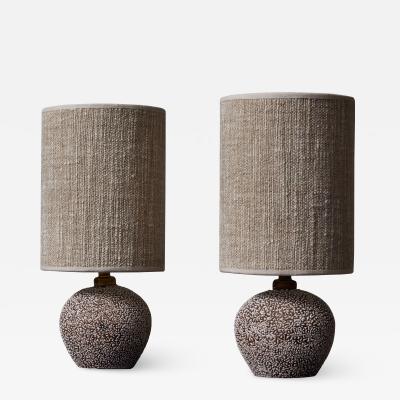 Pair of Tiny Speckled Ceramic Table Lamps