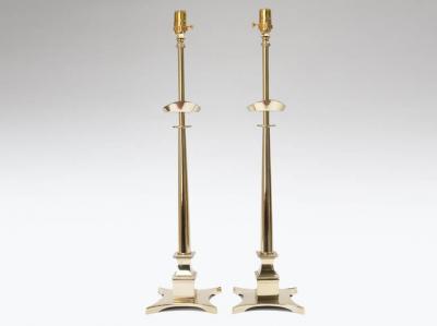 Pair of Tommi Parzinger Style Brass Lamps