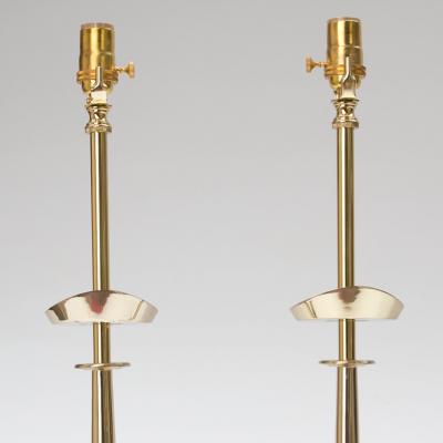 Pair of Tommi Parzinger Style Brass Lamps