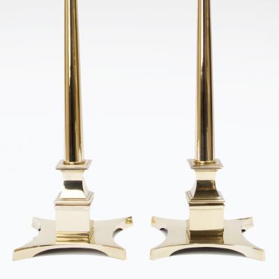 Pair of Tommi Parzinger Style Brass Lamps