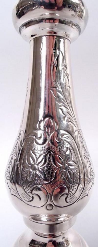 Pair of Traditional European Silver Old Country Candlesticks