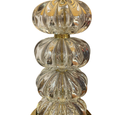 Pair of Transparent Murano Glass Spherical Lamps