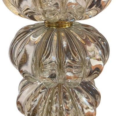 Pair of Transparent Murano Glass Spherical Lamps