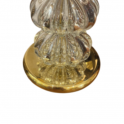 Pair of Transparent Murano Glass Spherical Lamps