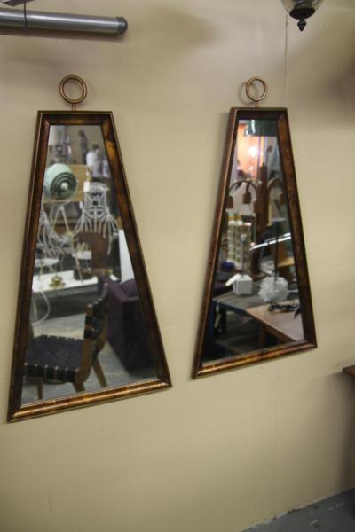 Pair of Trapezoidal Frame Mirrors in the Manner of Tommi Parzinger