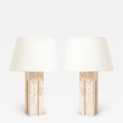 Pair of Travertine Table Lamps