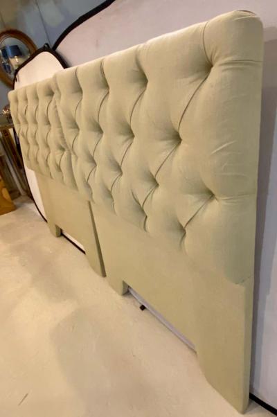 Pair of Tufted Linen Twin Headboards
