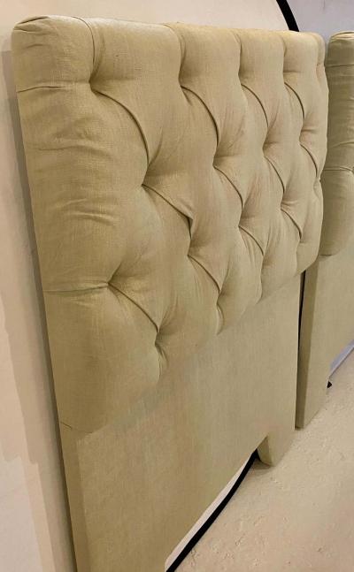 Pair of Tufted Linen Twin Headboards