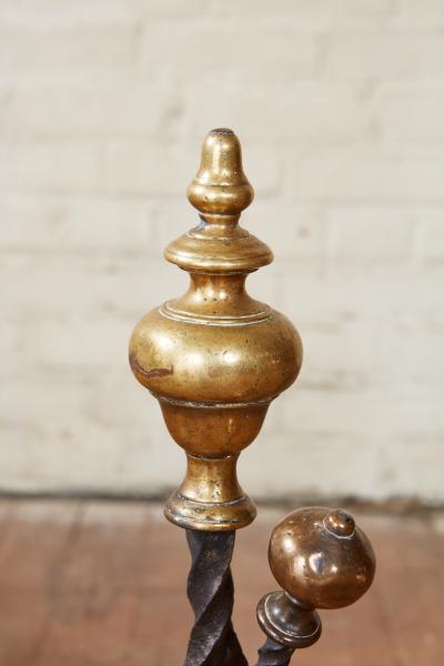 Pair of Turned Steeple Top Andirons