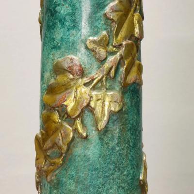 Pair of Tuscan Painted and Parcel Giltwood Columns Circa 1800