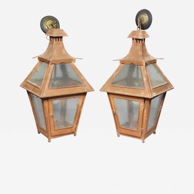 Pair of Tuscan Red Tole Hanging Lanterns