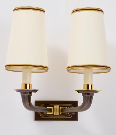 Pair of Two Branch Bronze Neo Classical Sconces 1950s