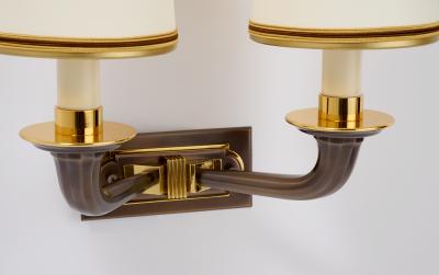 Pair of Two Branch Bronze Neo Classical Sconces 1950s
