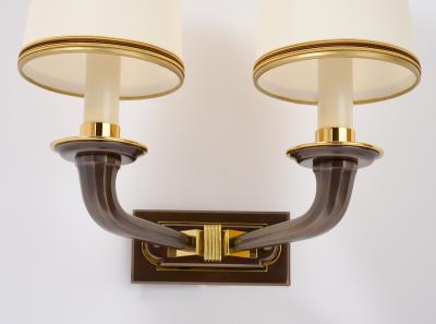 Pair of Two Branch Bronze Neo Classical Sconces 1950s