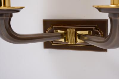 Pair of Two Branch Bronze Neo Classical Sconces 1950s