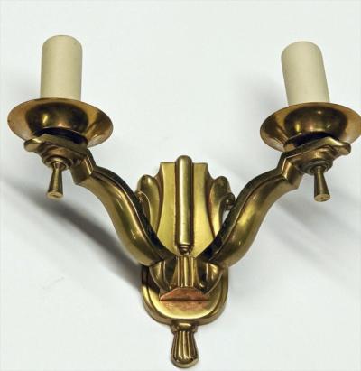 Pair of Two Branch Bronze Sconces