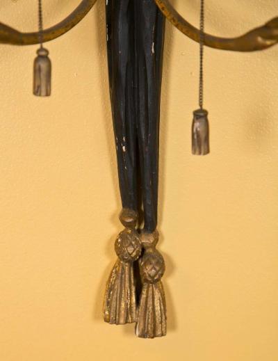 Pair of Two Light Louis XVI Style Eagle Carved Gilt Wall Sconces