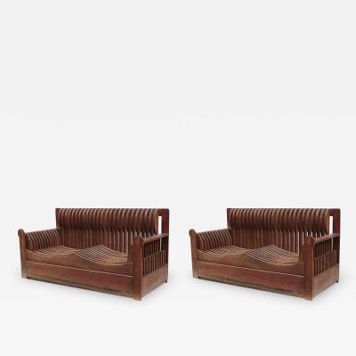 Pair of Two Seater Sofas by Mario Ceroli for Poltronova