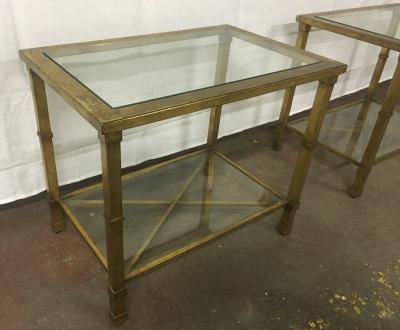 Pair of Two Tier 70s Coffee Table in Gilt Wrought Iron