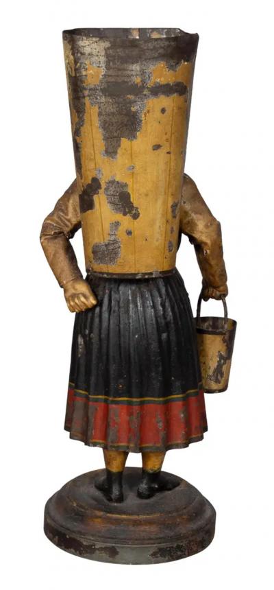 Pair of Tyrolean Tole Figural Vases