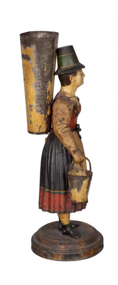 Pair of Tyrolean Tole Figural Vases