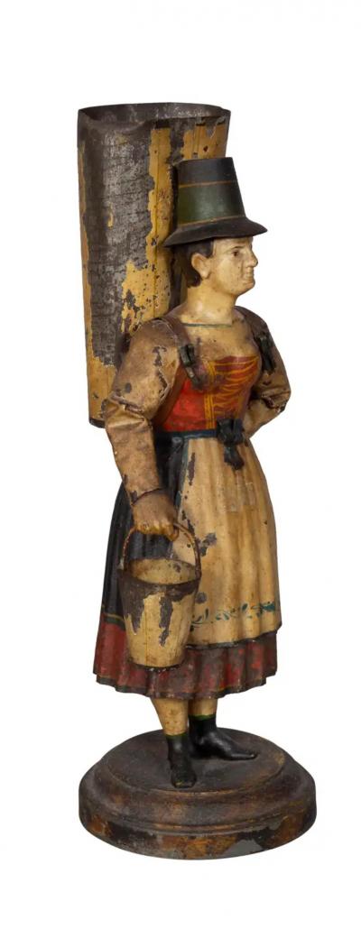 Pair of Tyrolean Tole Figural Vases