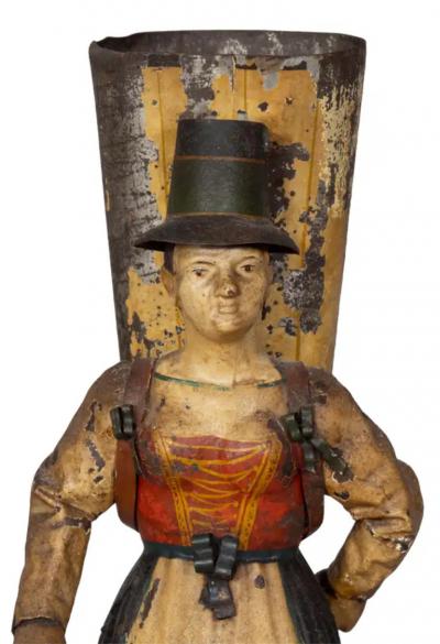 Pair of Tyrolean Tole Figural Vases