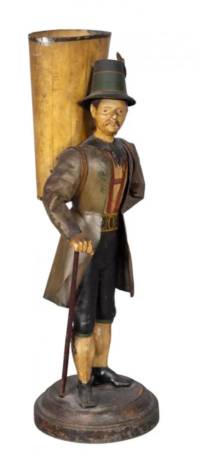 Pair of Tyrolean Tole Figural Vases