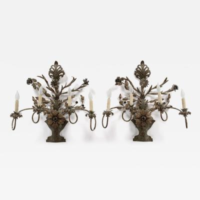 Pair of Unique Sculpted Metal Sconces