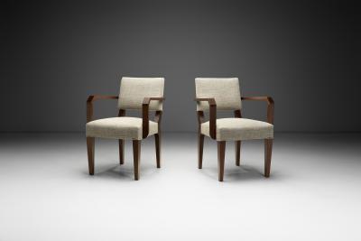 Pair of Upholstered Armchairs with Wooden Frame France ca 1940s