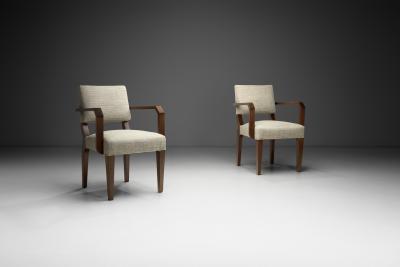 Pair of Upholstered Armchairs with Wooden Frame France ca 1940s
