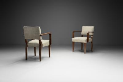 Pair of Upholstered Armchairs with Wooden Frame France ca 1940s