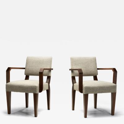 Pair of Upholstered Armchairs with Wooden Frame France ca 1940s