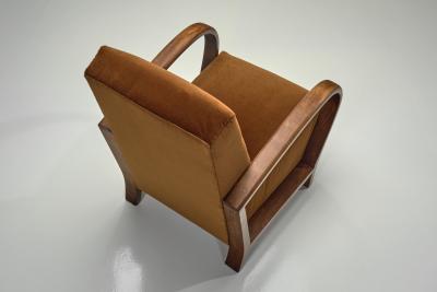 Pair of Upholstered Burnt Orange Armchairs Europe 20th Century